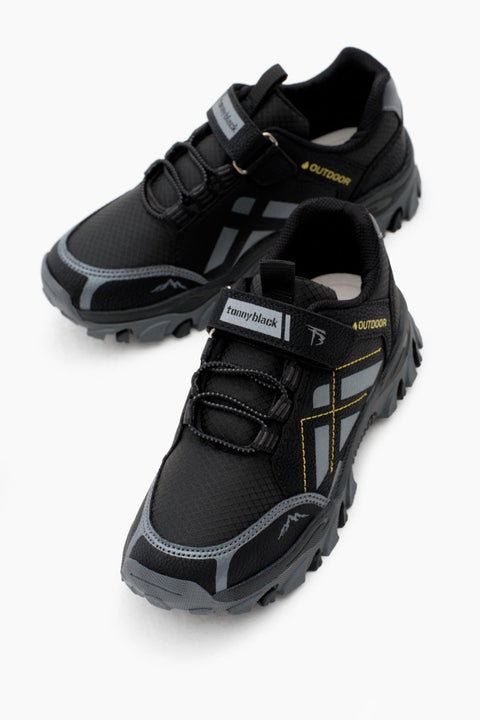 Tonny Black Kids Black Smoke Water Repellent Fabric Velcro Sneakers |Tonny Black In Lebanon