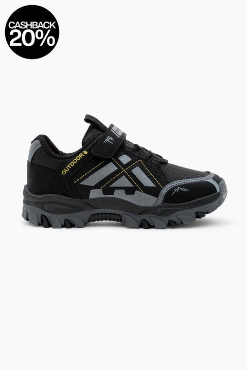 Tonny Black Kids Black Smoke Water Repellent Fabric Velcro Sneakers |Tonny Black In Lebanon
