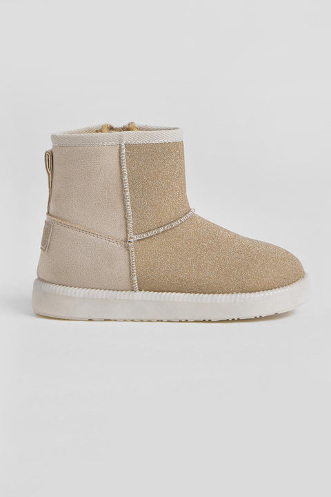 Tomy Black Women  Beige Shimmer Fur-Lined Boots | Tomy Black in Lebanon