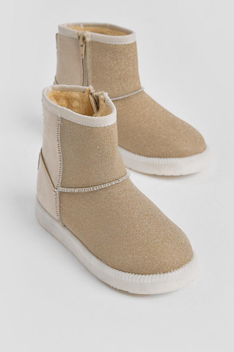Tomy Black Women  Beige Shimmer Fur-Lined Boots | Tomy Black in Lebanon