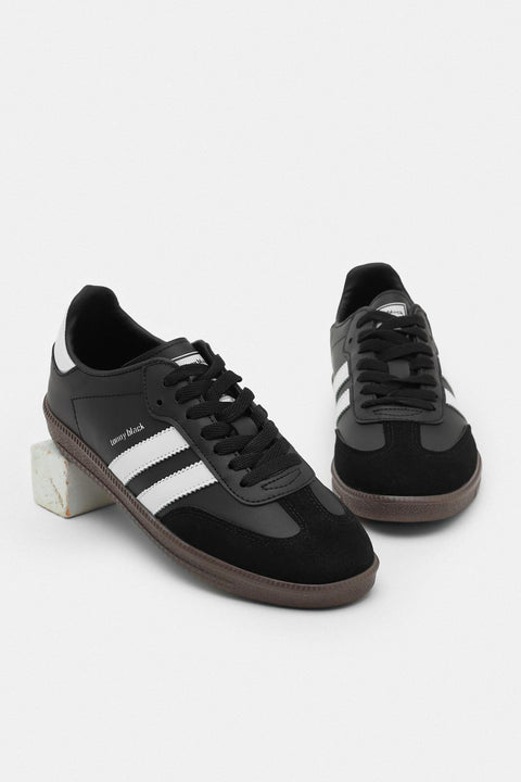 Tonny Black Kids Black & White Stripe Lace-Up Sneakers |Tonny Black In Lebanon