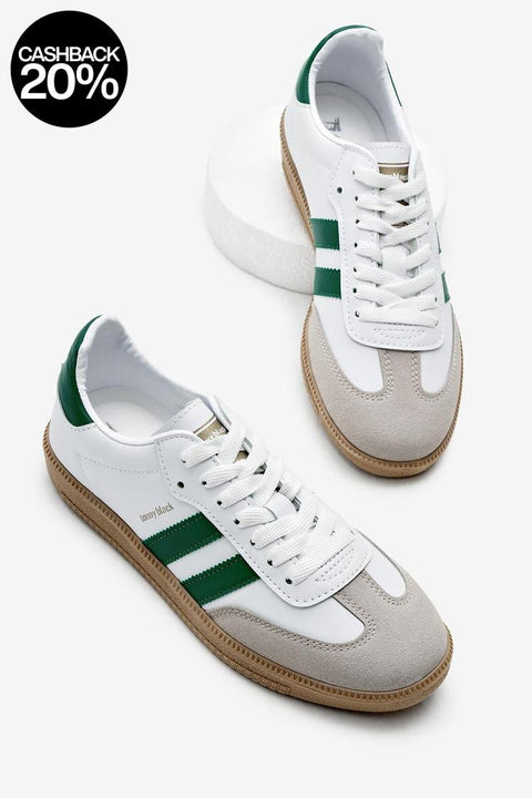 Tonny Black Unisex White & Green Stripe Lace-Up Sneakers |Tonny Black In Lebanon