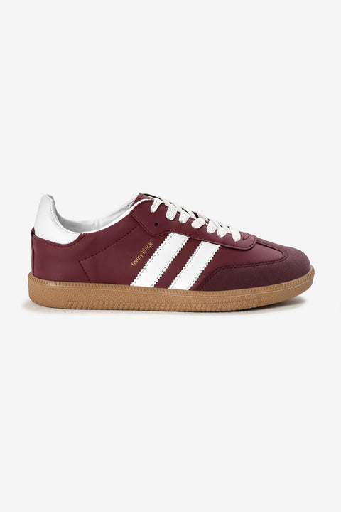 Tonny Black  Burgundy White-Striped Gum Sole Sneakers | Tonny Black in Lebanon