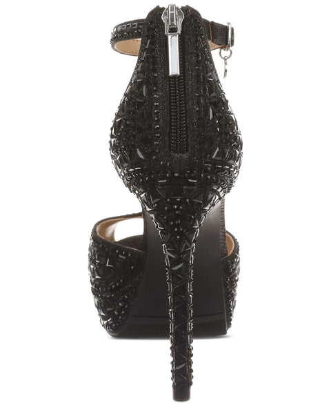 Thalia Sodi Women's Black Chacey Embellished T-Strap Platform Pumps | Thalia Sodi In Lebanon