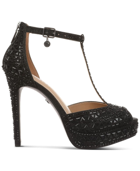 Thalia Sodi Women's Black Chacey Embellished T-Strap Platform Pumps | Thalia Sodi In Lebanon