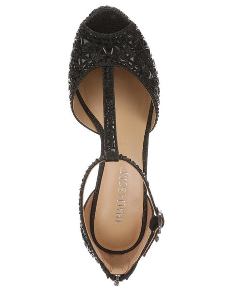 Thalia Sodi Women's Black Chacey Embellished T-Strap Platform Pumps | Thalia Sodi In Lebanon