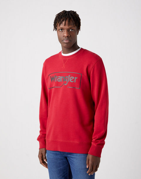 Wrangler Men's Red Frame Logo Crew Sweatshirt | Wrangler In Lebanon