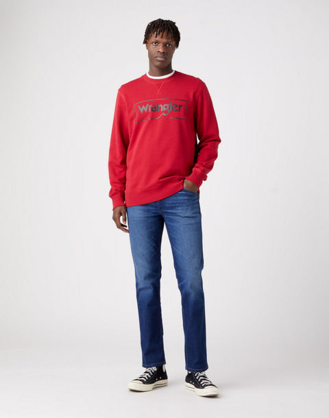 Wrangler Men's Red Frame Logo Crew Sweatshirt | Wrangler In Lebanon
