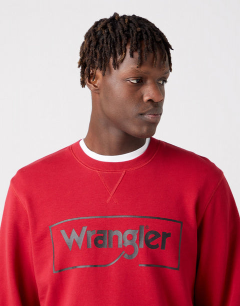 Wrangler Men's Red Frame Logo Crew Sweatshirt | Wrangler In Lebanon