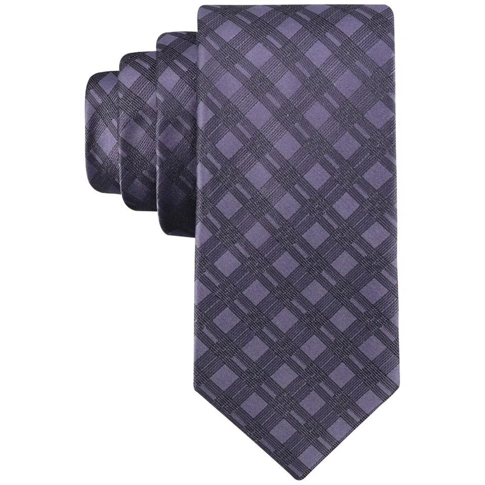 Calvin Klein Men's Mauve & Black Double-Rail Grid Neckties