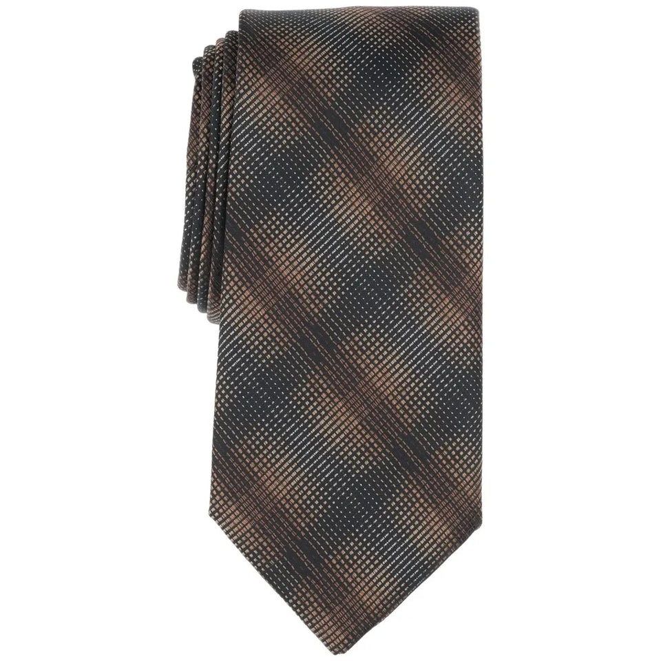 Perry Ellis Portfolio Men's Dark Brown Beeson Plaid Neckties