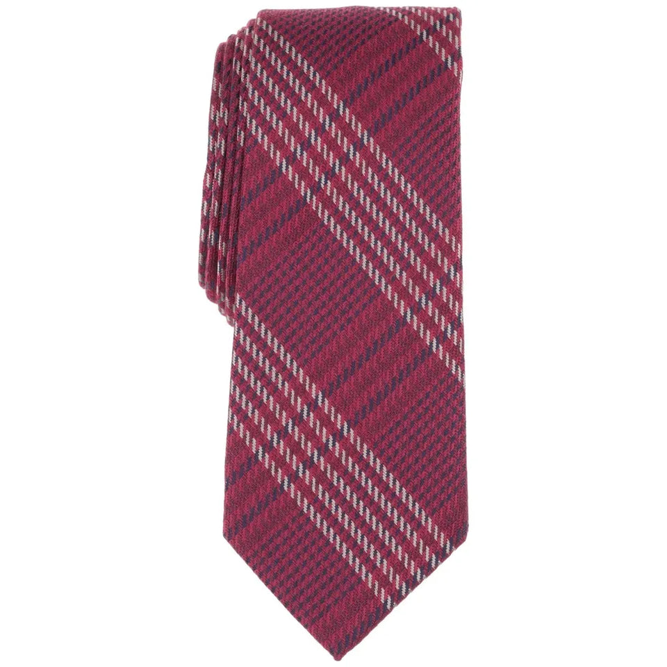 Bar III Men's Burgundy Meadow Plaid Neckties