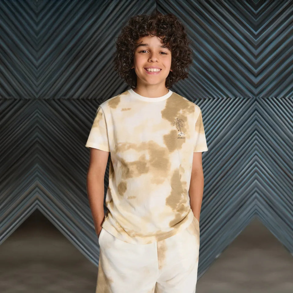 Sinsay Boy's White & Beige Tie Dye T-Shirt