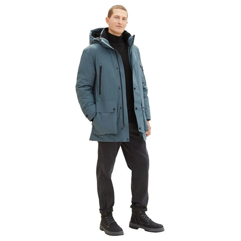 Tom Tailor Men's Petrol Hybrid Down Parka Jacket | Tom Tailor In Lebanon