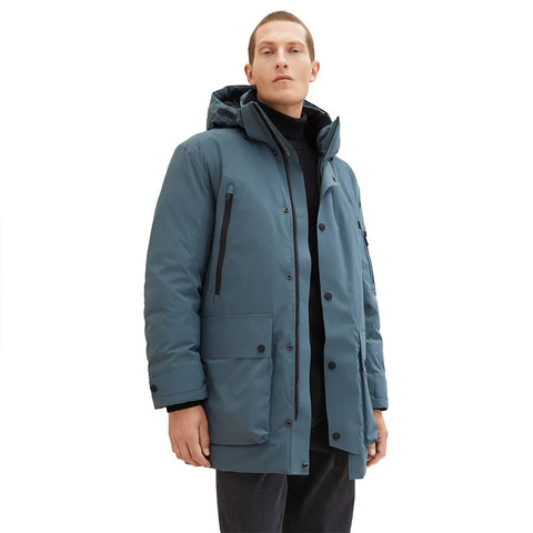 Tom Tailor Men's Petrol Hybrid Down Parka Jacket | Tom Tailor In Lebanon