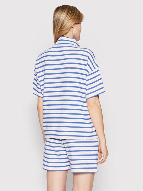 Tommy Hilfiger Women's Blue/White Long Sleeve Half-Zip T-Shirt | Tommy Hilfiger In Lebanon