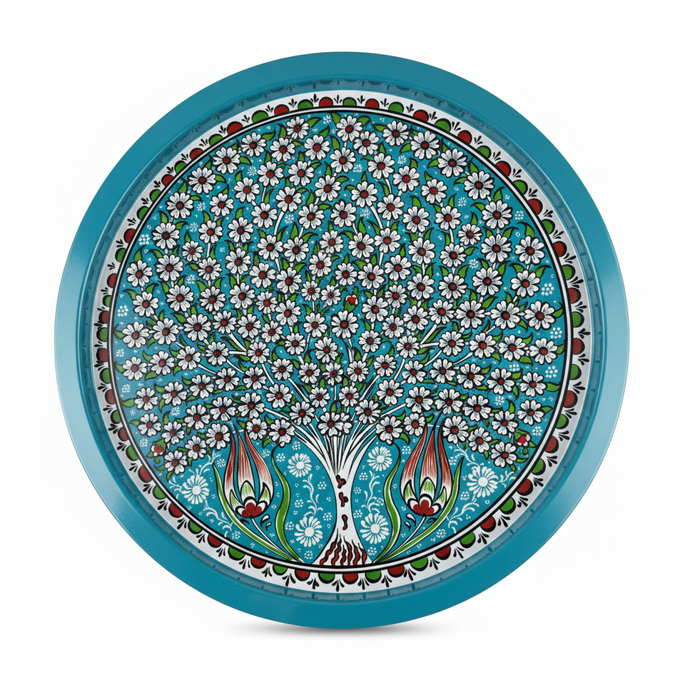 Decorative plate with floral design on a white background