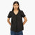 Big Dart Women's Black Solid V-Neck Lace Short Sleeve Blouse