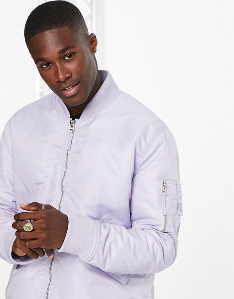 Topman Men's Light Purple MA1 Padded Bomber Jacket |Topman In Lebanon