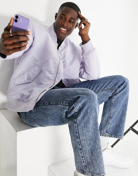 Topman Men's Light Purple MA1 Padded Bomber Jacket |Topman In Lebanon