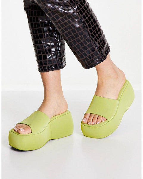 Topshop Women's Lime Green Slipper ANS227 (Shoes51) shr