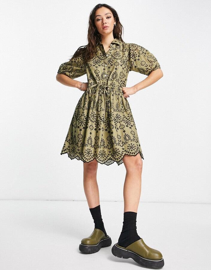 TopShop Women's Khaki  Dress ANF801