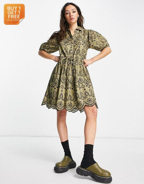 TopShop Women's Khaki  Dress ANF801