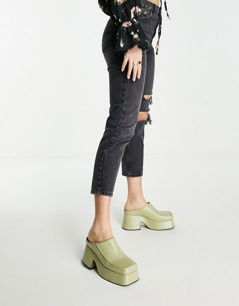 Topshop  Women's Lime Green Heeled ANS220