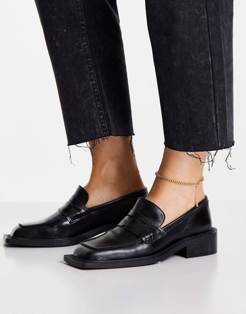 TopShop Women's Black Flat Loafers ANS818