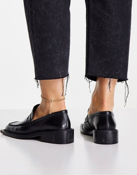 TopShop Women's Black Flat Loafers ANS818