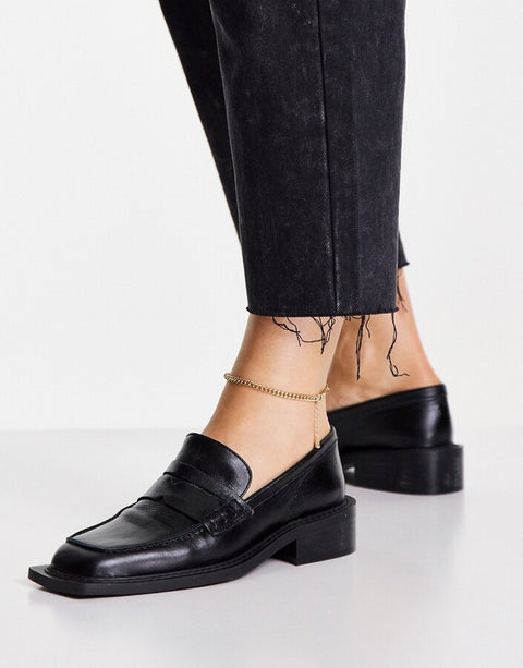 TopShop Women's Black Flat Loafers ANS818