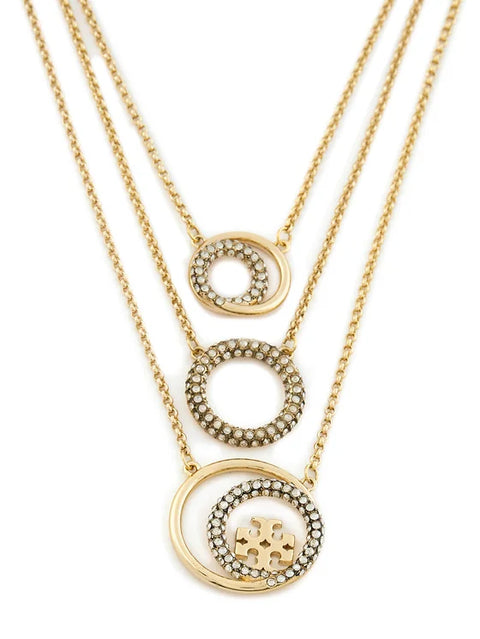 Tory Burch Women's Gold Miller Pave Layered Necklace | Tory Burch In Lebanon