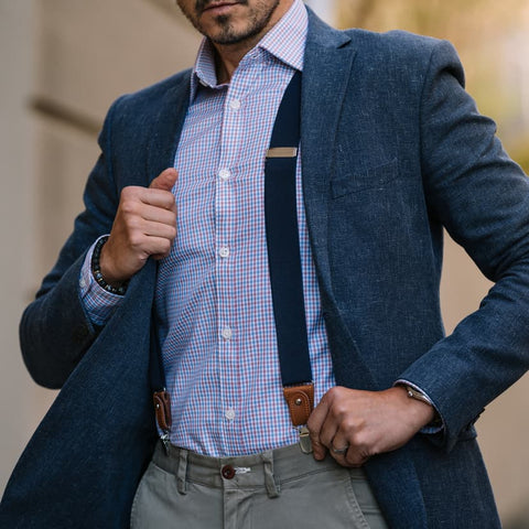 Trendhim Men's Wide Navy Blue Convertible Suspenders |  Trendhim in Lebanon