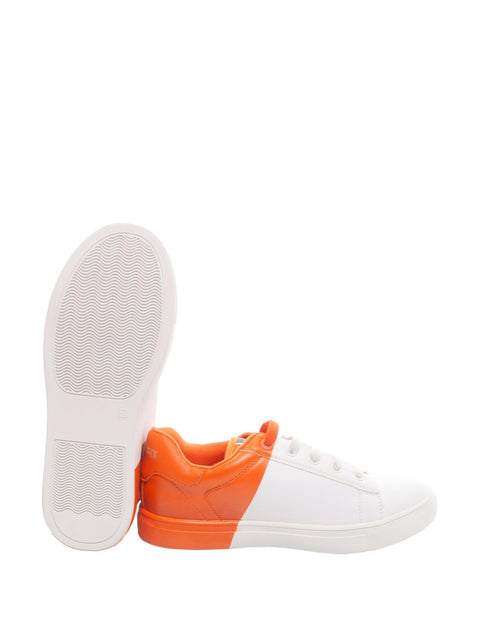 Trussardi Men's White & Orange Derek Sneakers | Trussardi in Lebanon