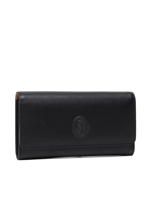 Trussardi women's Black Leather Aster Continental Wallet |Trussardi In Lebanon