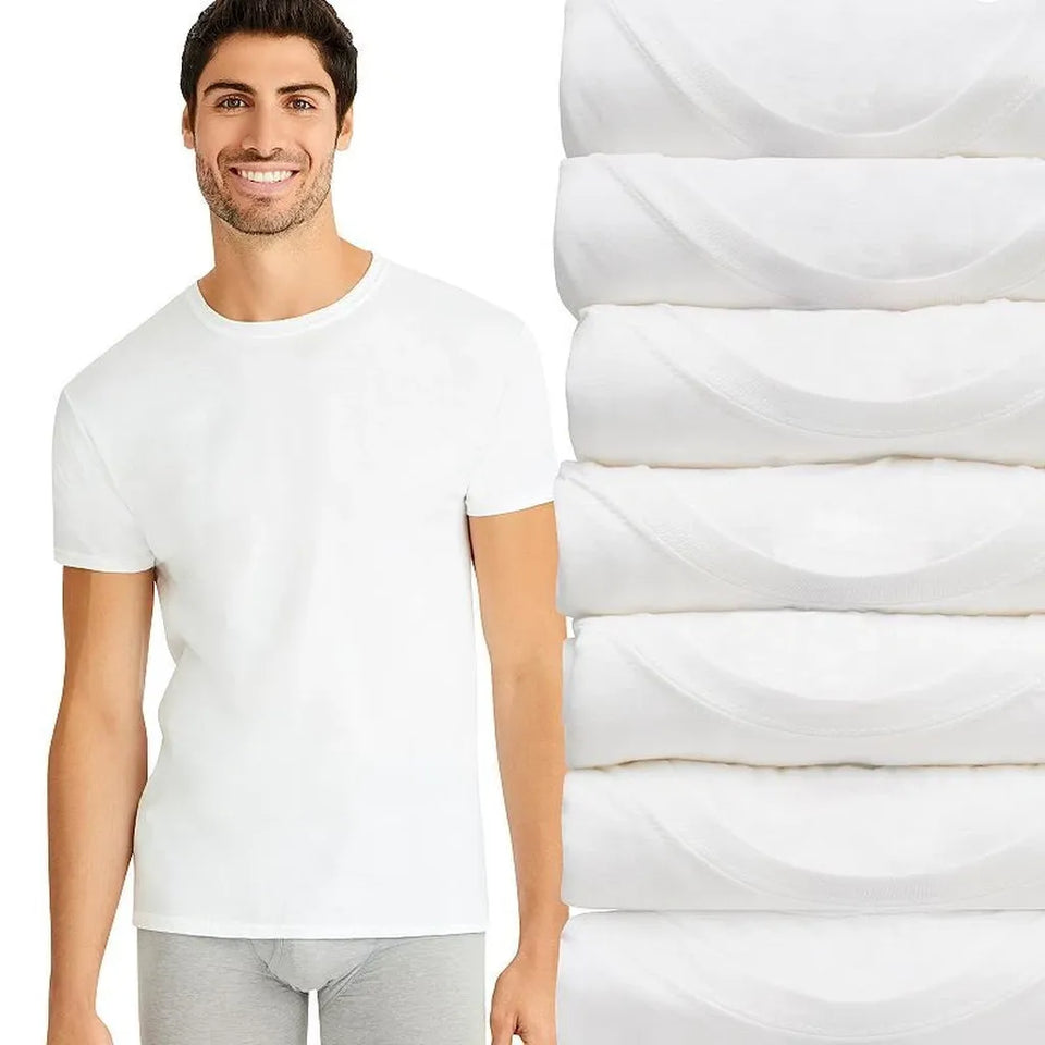 Hanes Men's White 7-Pack Crew Neck Undershirt