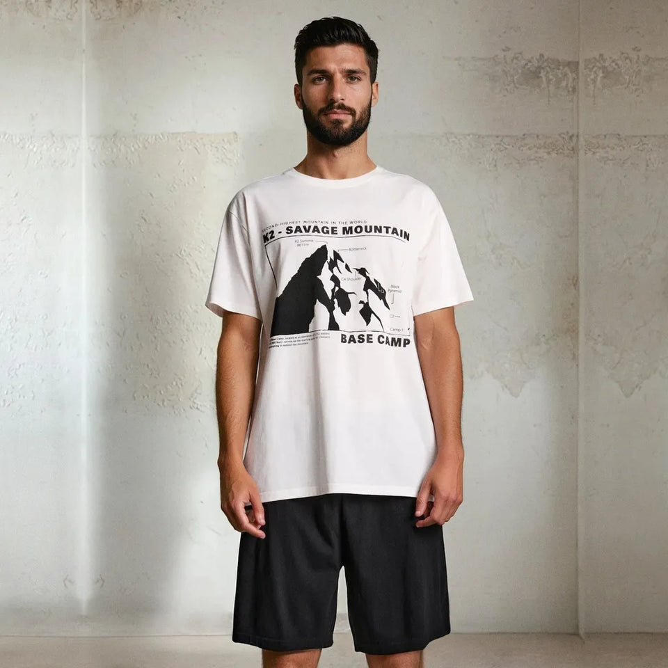 Sinsay Men White Printed T-Shirt & Short Set