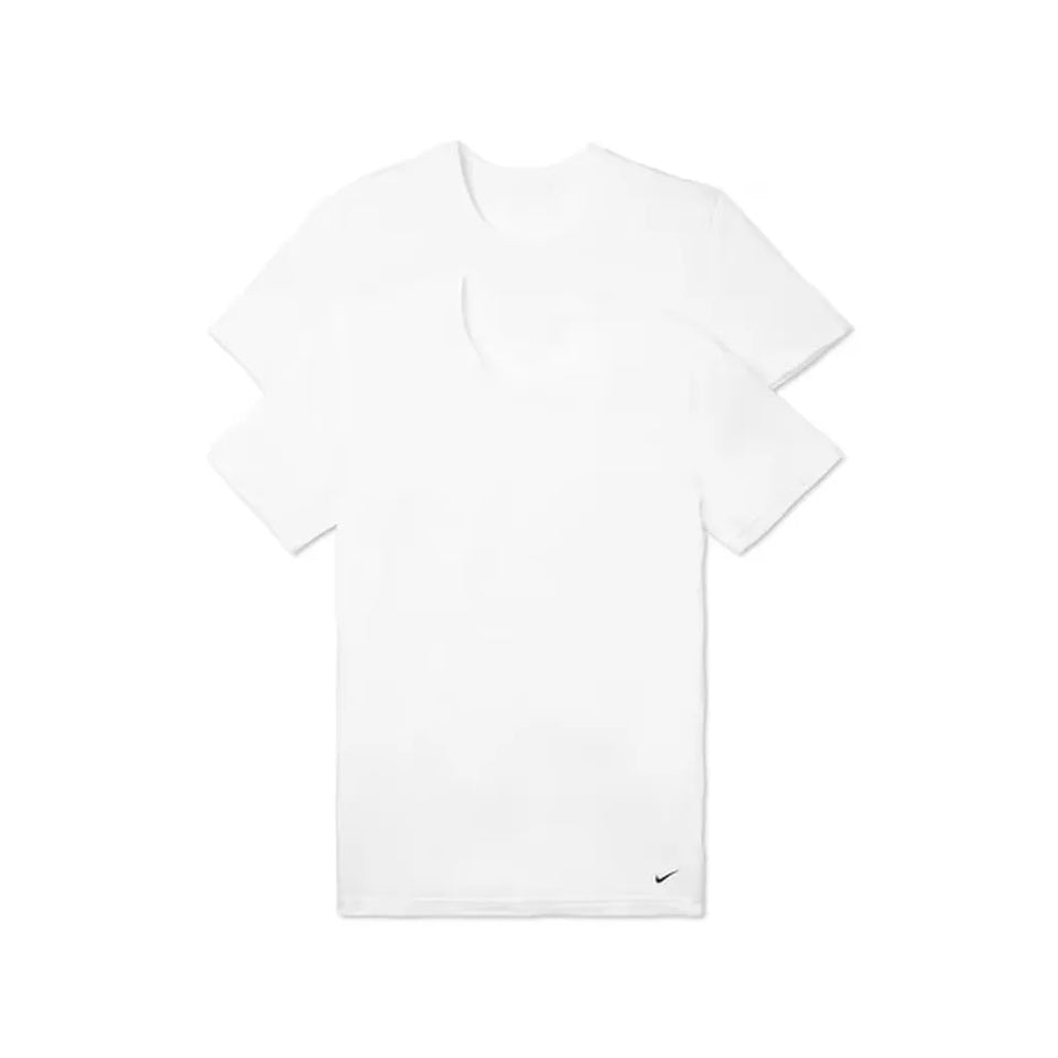 Nike Men's White 2-Pack Dri-FIT Essential Cotton Stretch Crewneck Undershirt