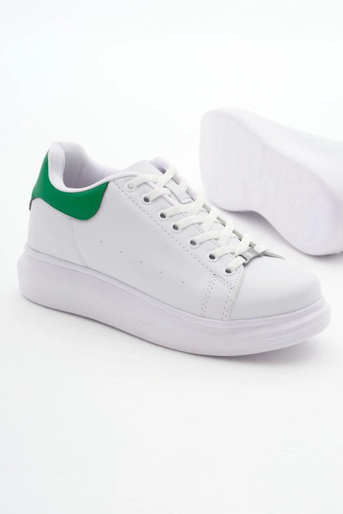 Tonny Black Unisex White & Green High Sole Sneakers | Tonny Black In Lebanon