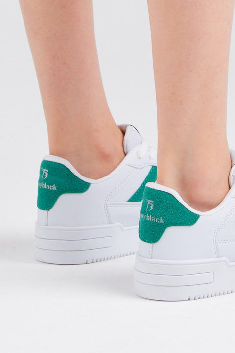 Tonny Black Women's White & Green Thermo Sole Side Striped Lace-up Sneakers | Tonny Black In Lebanon