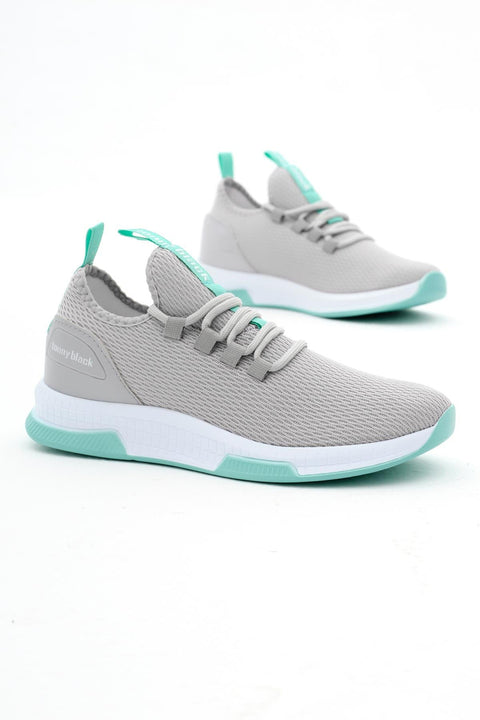 Tonny Black Women's Light Grey Breathable Fabric Poly Sole Lace-up Sneakers| Tonny Black in Lebanon