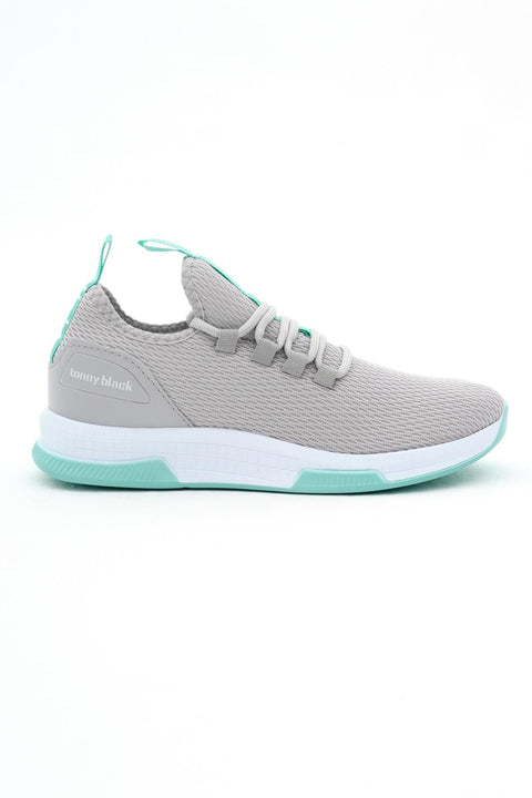Tonny Black Women's Light Grey Breathable Fabric Poly Sole Lace-up Sneakers| Tonny Black in Lebanon