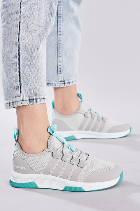 Tonny Black Men's Grey Relaxed Fit Striped Lace-up Sneakers | Tonny Black In Lebanon