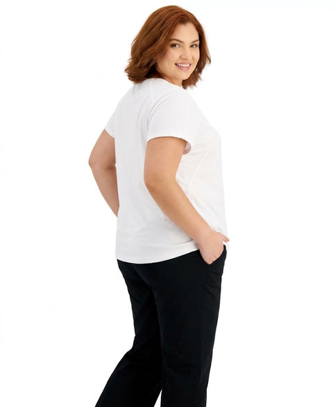 ID Ideology Women's White Plus Size Birdseye Mesh T-Shirt | ID Ideology In Lebanon