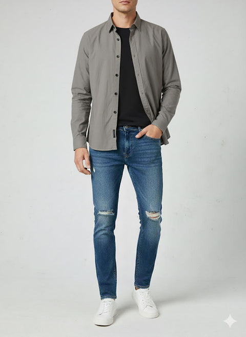 Jack & Jones Men's Grey Regular Fit Shirt | Jack & Jones In Lebanon