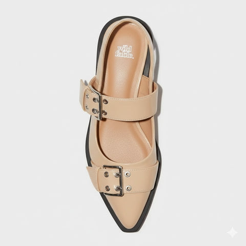 Wild Fable Women's Beige Peyton Double Buckle Slingback Casual Shoes | Wild Fable In Lebanon