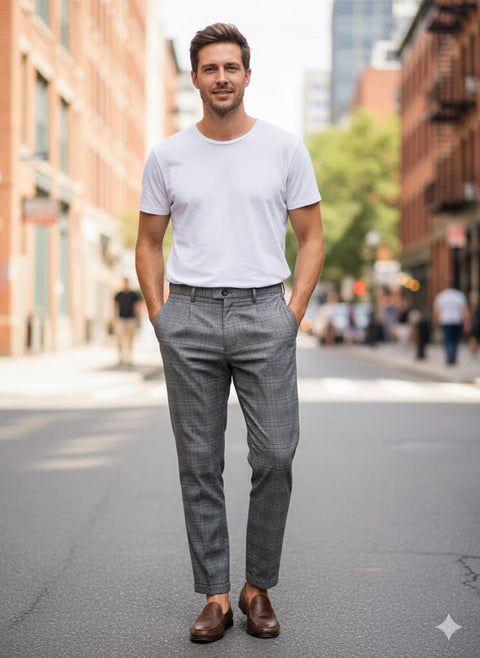 Rebel Refined Men's Grey Cropped Trousers | Rebel In Lebanon
