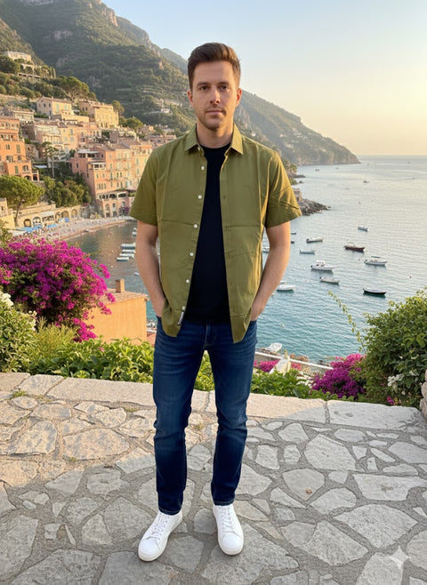 Only & Sons Men's Olive Drab  Short Sleeve Shirt | Only & Sons  In Lebanon