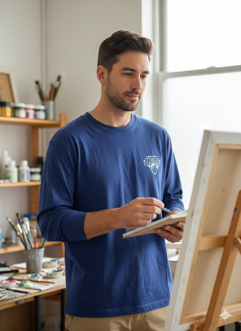 Only & Sons Men's Navy Long Sleeve Printed Blouse | Only & Sons  In Lebanon