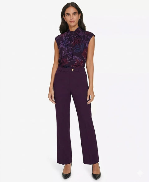 Calvin Klein Women's Dark Purple Mid-Rise Straight-Leg Pants | Calvin Klein In Lebanon